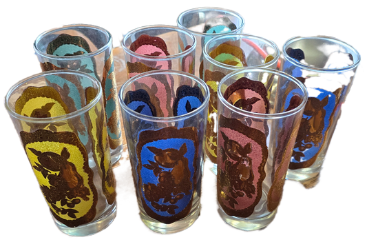 Vintage glass cups with gold inlay