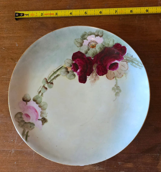 Delicate painted flowers antique wall plate