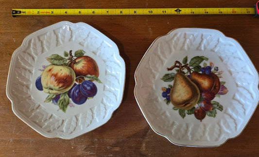 Set of 2 painted antique wall plates