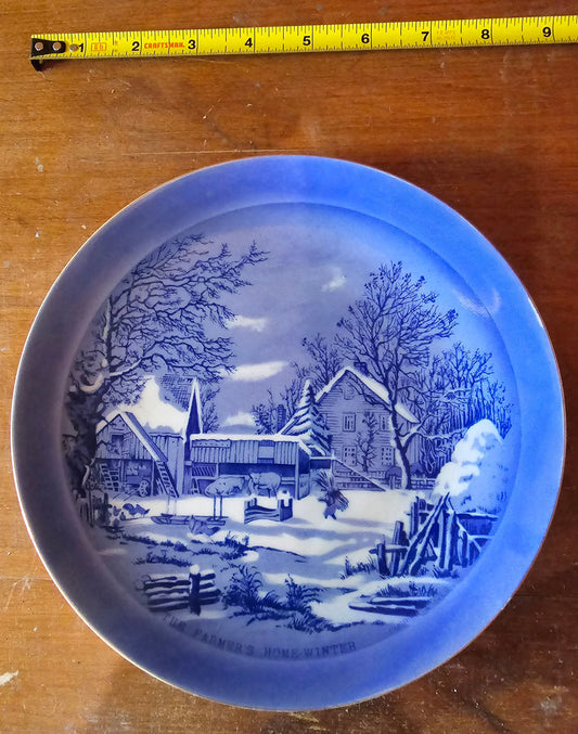 The Farmers Home in winter vintage wall plate
