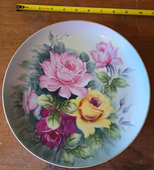 Painted flowers antique wall plate