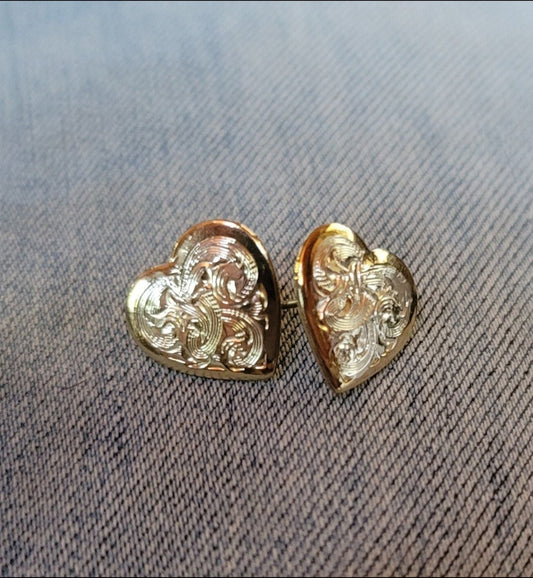 Silver and gold post earrings