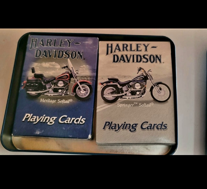 2 pack Harley Davidson playing cards in tin