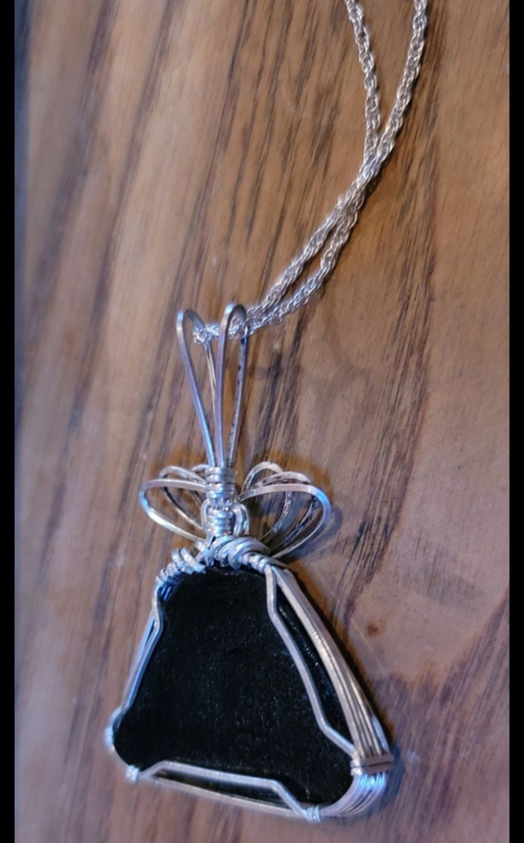 Unique resin pendant in silver setting