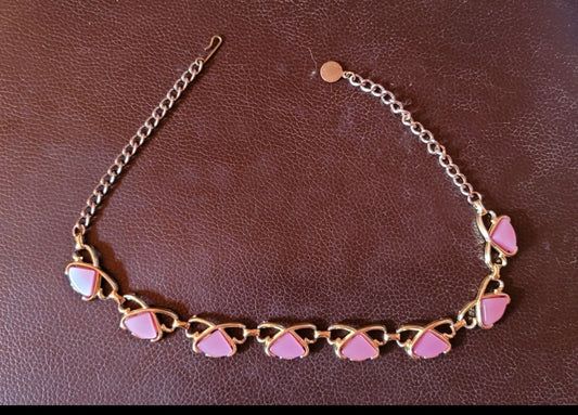 Vintage pink and gold necklace